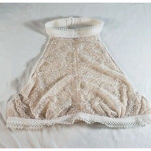 Victoria's Secret High Neck Halter Bralette Large Ivory White Mesh Lace